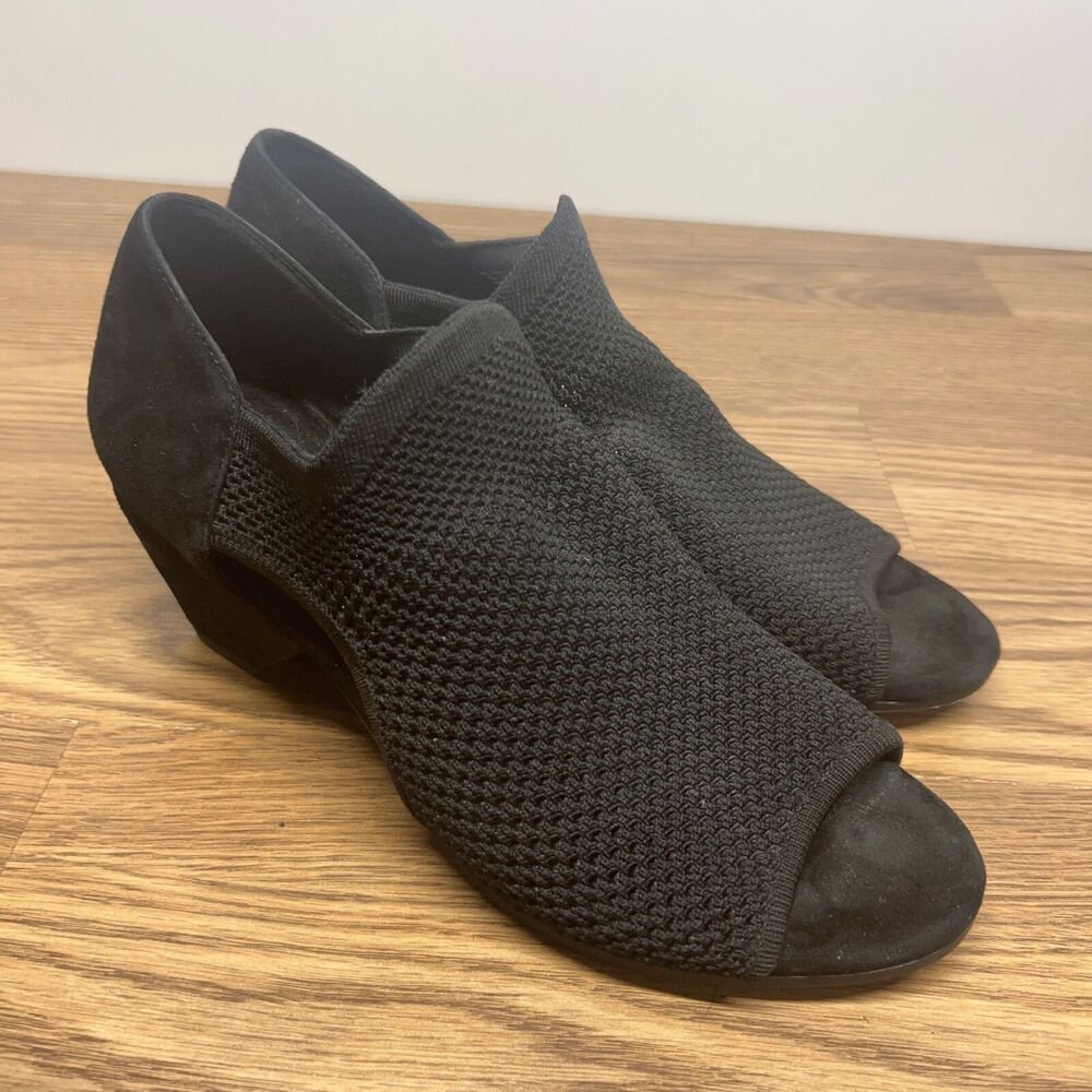 Eileen Fisher Women's Black Ferris Knit Block-Heel Sandal Shoes Size‎ 8